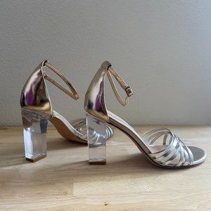 Diane Von Furstenberg Clear Heel Strappy Sandals